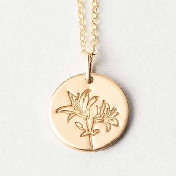 Lily May Birth Flower Engraved Dainty GiftNecklace - Picture 7 of 15